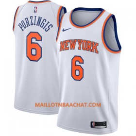 Maillot NBA New York Knicks Kristaps Porzingis 6 Nike 2017-18 Blanc Swingman - Homme